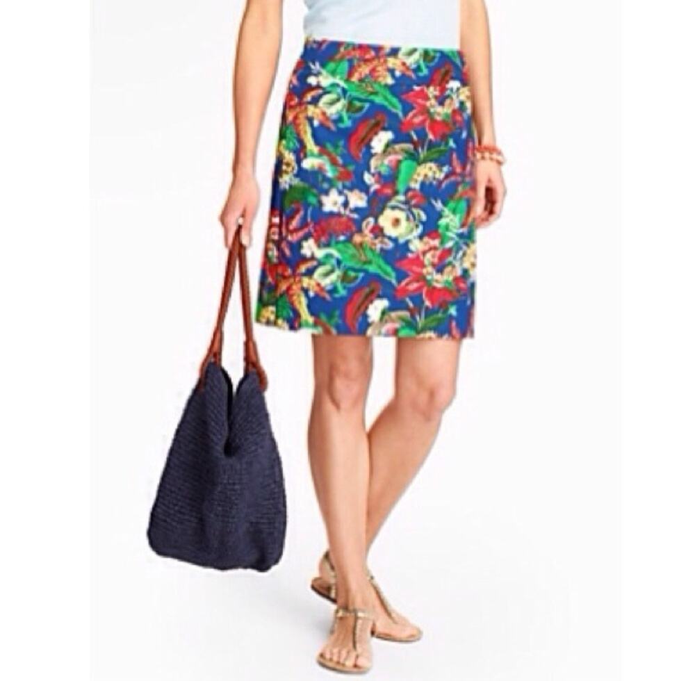 Talbots Skirt Floral Tropical Print Straight, Lined, Summer Vacation, sz 14